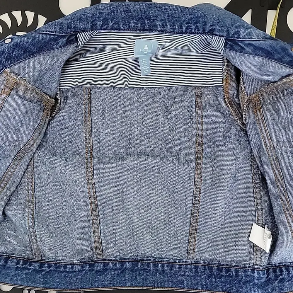 Baby Gap Blue Distressed Denim Jean Button-Up‎ Jacket Size 4 FLAWED